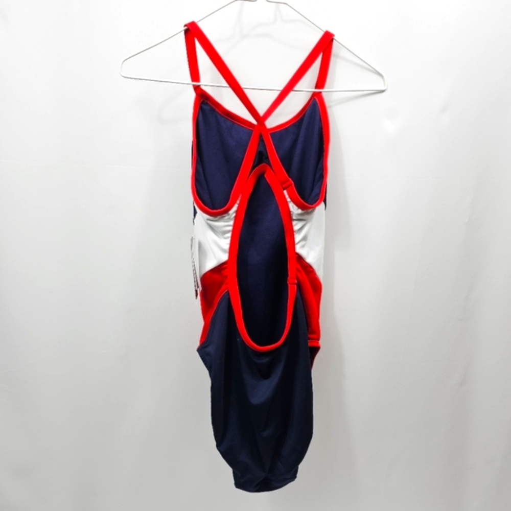 NWT TYR Durafast Elite Diamondfit One Piece Swimsuit Navy Red XL Keyhole Back - Picture 5 of 12